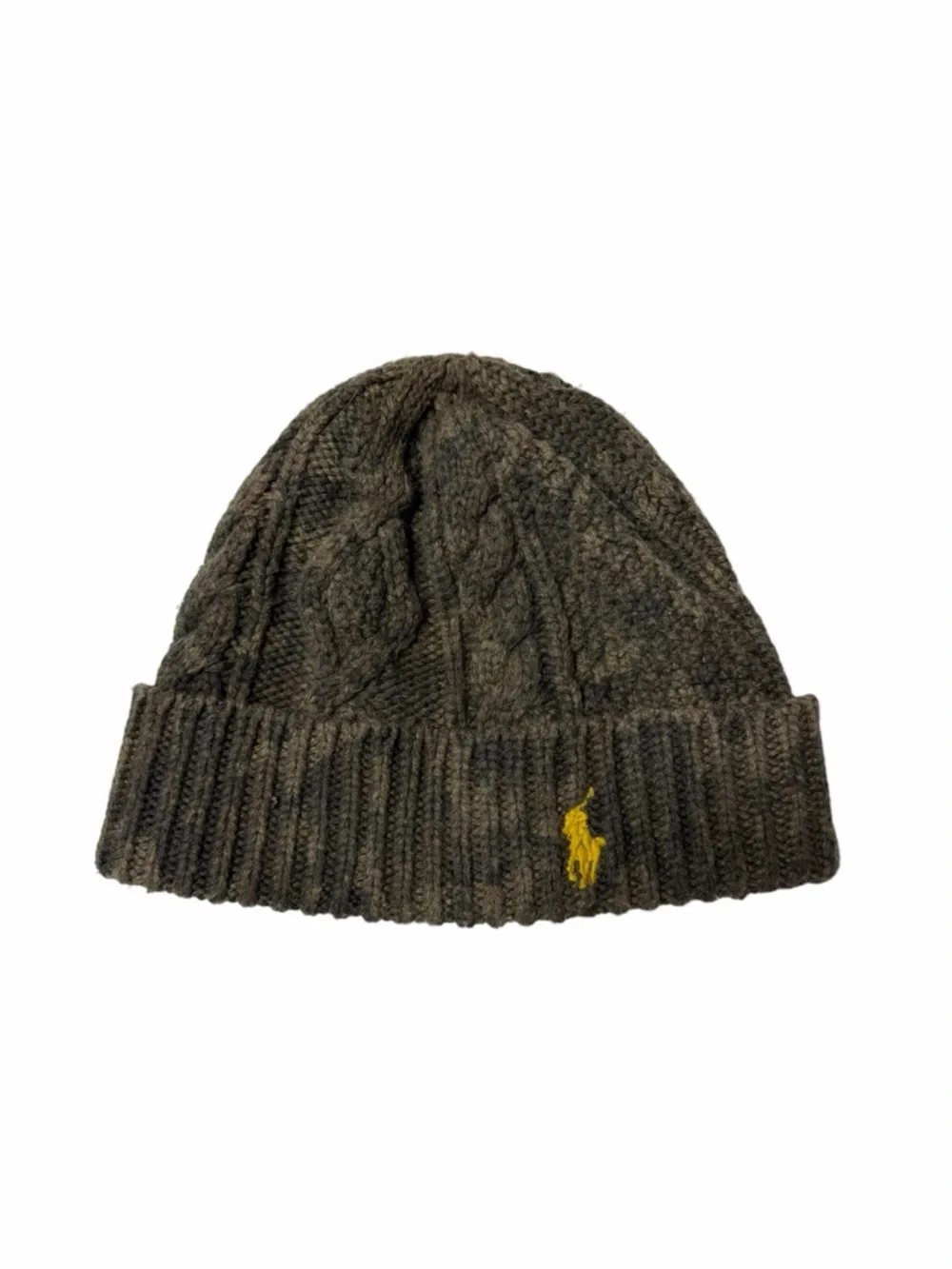 Polo Ralph Lauren Loden Men’s Cuffed Beanie camouflage cable-knit wool blend